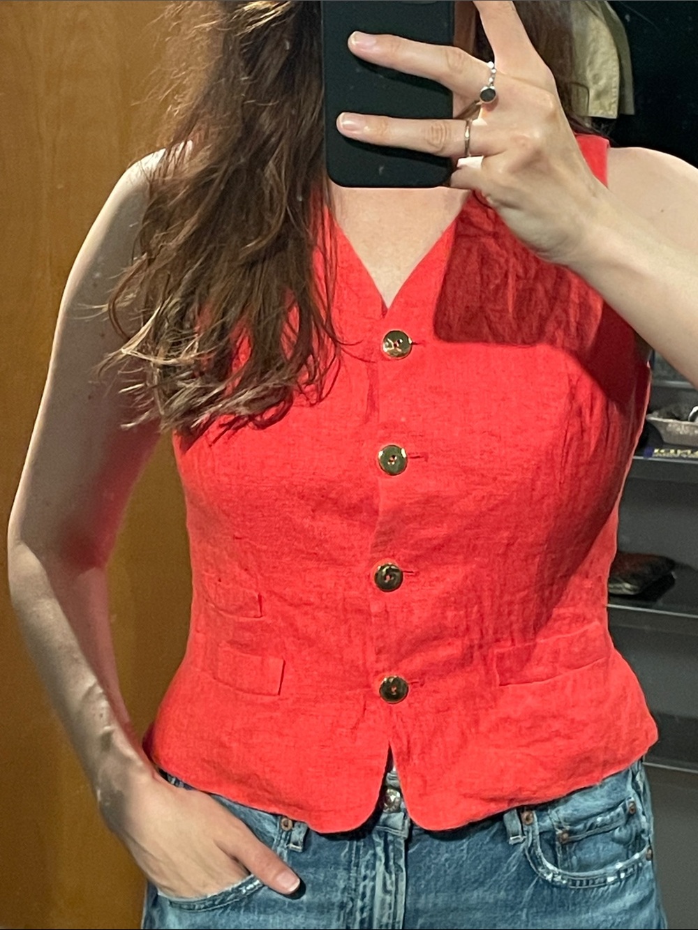 Coral Linen Ellen Tracey vest.